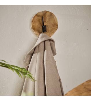 Coat rack teak wood with 1 hook 20x8x20cm - Natural