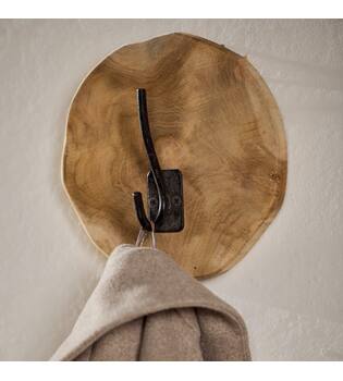 Coat rack teak wood with 1 hook 20x8x20cm