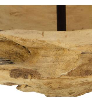 Bowl round teak wood with candle holder 20x20x8cm - Natural