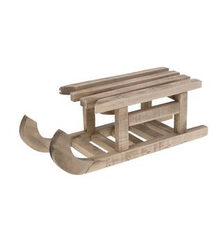 Sleigh historic wood 33x11.5x11cm - Natural