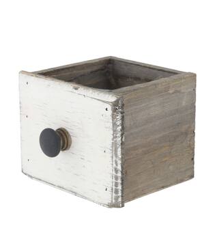 Box planter rectangular fir wood with plastic 12x10x9cm