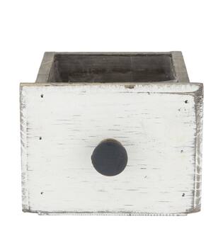 Box planter rectangular fir wood with plastic 12x10x9cm
