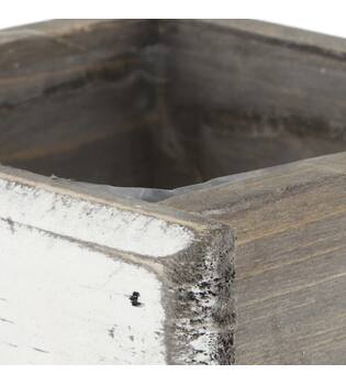 Box planter rectangular fir wood with plastic 12x10x9cm