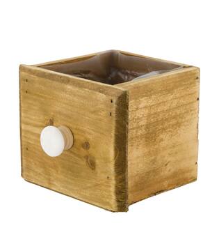 Box planter rectangular fir wood with plastic 12x10x9cm - Natural