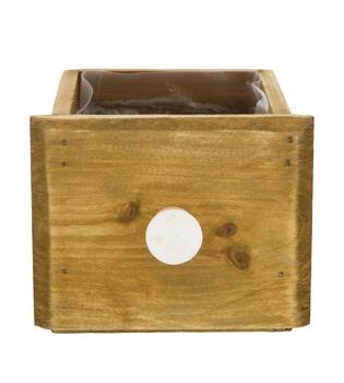 Box planter rectangular fir wood with plastic 12x10x9cm - Natural
