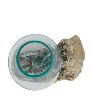 Racine - Teck lave avec verre - 18x13x18cm - Blanc