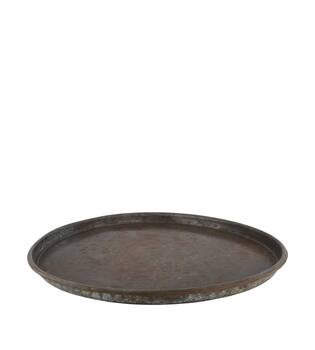 Tray round home used metal vintage 55x55x2cm - Natural