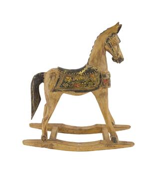 Rocking horse albizia wood 36x11x37.5cm - Brown