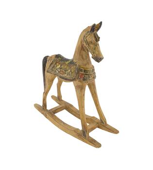 Rocking horse albizia wood 36x11x37.5cm - Brown