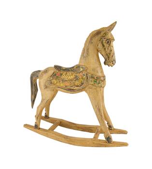 Rocking horse albizia wood 60.5x17.5x60cm - Brown