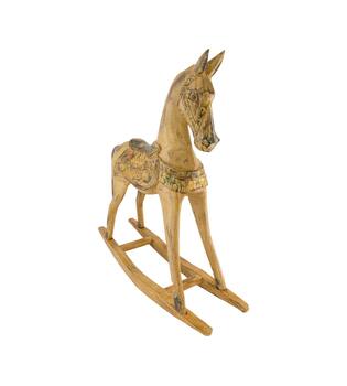 Rocking horse albizia wood 60.5x17.5x60cm - Brown