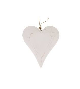 Hanger heart albizia wood 16x2x19cm - White