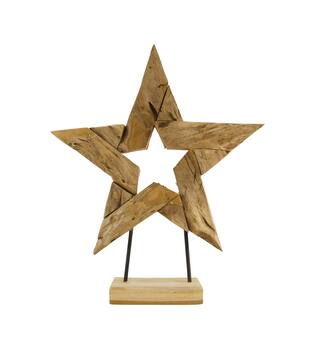Statue star open erosion wood 58x13x68cm - Natural
