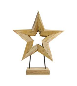 Statue star open erosion wood 58x13x68cm