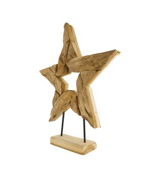 Statue star open erosion wood 58x13x68cm