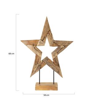 Statue star open erosion wood 58x13x68cm - Natural