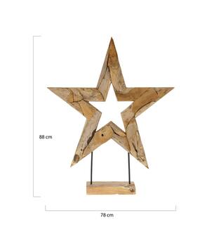 Open star on stand M teak 78x15x88cm - Natural