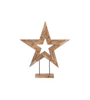 Statue star open erosion wood 118x20x135cm - Natural