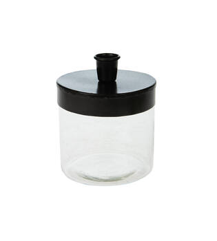 Dinner candle holder metal / glass Ø10x13cm