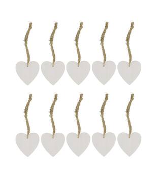 Heart poplar wood with hanger 15x15x8cm 10pc