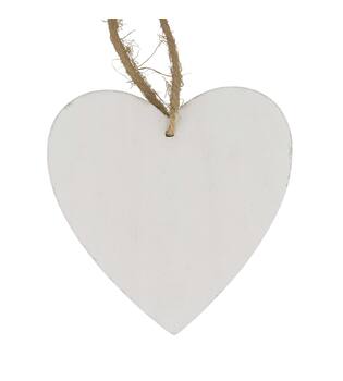 Heart poplar wood with hanger 10x10x9cm 10pc - White