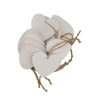 Hanger - Hart - Populierenhout  - 10x10x9cm - 10 stuks - Wit