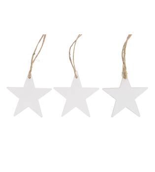 Hanger star poplar wood 7x0.7x7cm 10pc - White