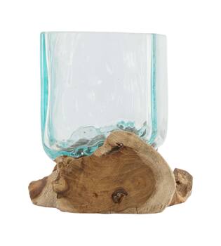 Wortel - Teakhout met glas - 22x12x15cm - Natuurlijk