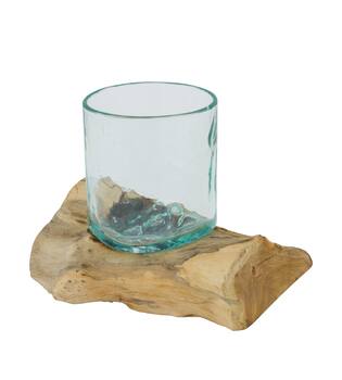 Root gamal wood with glass 23x15x16cm