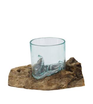 Root gamal wood with glass 27x16x16cm