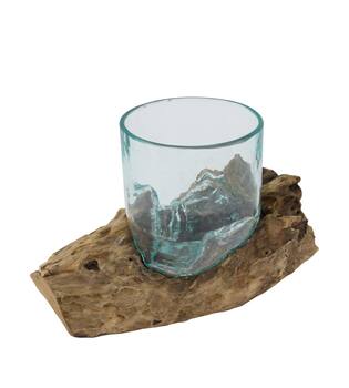 Root gamal wood with glass 27x16x16cm