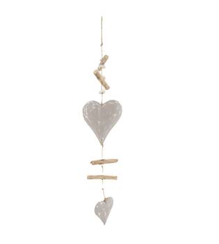 Garland heart albizia wood 3x15x72cm - Grey