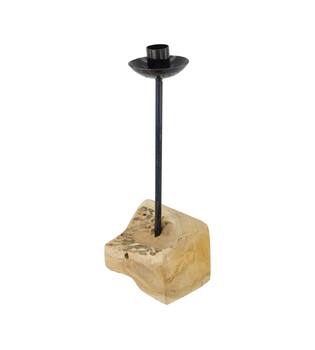 Kandelaar - Teakhout - 11x7,5x28cm - Natuurlijk