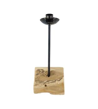 Kandelaar - Teakhout - 11x7,5x28cm - Natuurlijk