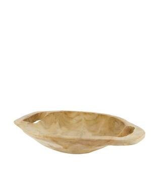 Bowl teak wood with handle 37x29x8cm - Natural