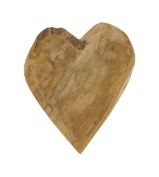 Bol - Coeur - Bois de teck - 34x39x5cm - Naturel