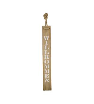 Sign Willkommen historic wood 10x1.5x78cm