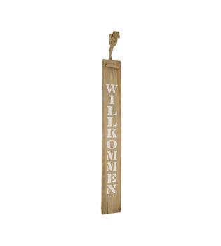 Assiette willkommen - Bois historique - 78x10x1,5 cm - Naturel