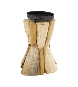 Pillar candle holder driftwood 13x13x17cm - Natural