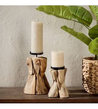 Root driftwood with candle holder 17x17x23.5cm - Natural