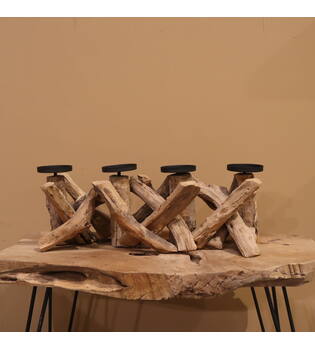 Pillar candle holder driftwood 52x19x19cm - Natural