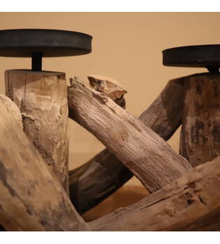 Pillar candle holder driftwood 52x19x19cm - Natural