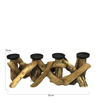 Pillar candle holder driftwood 52x19x19cm - Natural