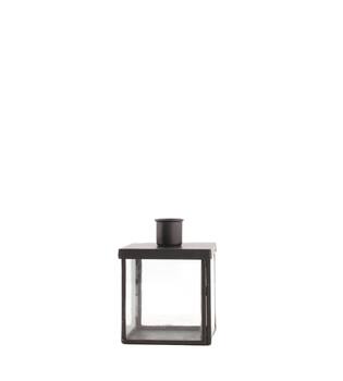 Dinnercandle holder glass 7.5x7.5x11cm - Black