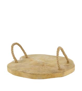 Slice teak wood with handles 28x28x3.5cm - Natural