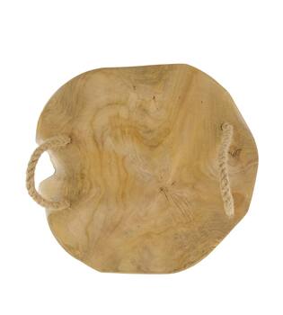 Slice teak wood with handles 28x28x3.5cm - Natural