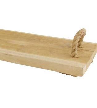 Tray rectangular teak wood with handle 77x20x2cm