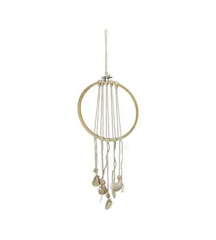 Hanger macrame fabric with shells 23x2x23cm