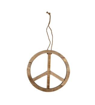 Sign peace historic wood with rope 38x38x1.5cm