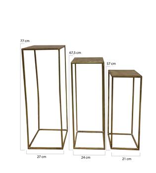 Side table square metal 27x27x77cm - Gold